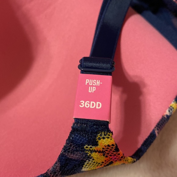 Navy blue, floral push up bra - Picture 3 of 5